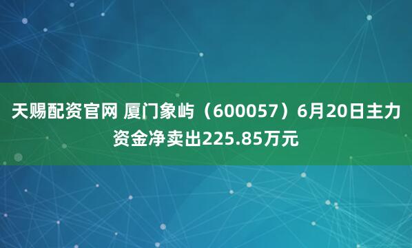 天赐配资官网 厦门象屿（600057）6月20日主力资金净卖出225.85万元